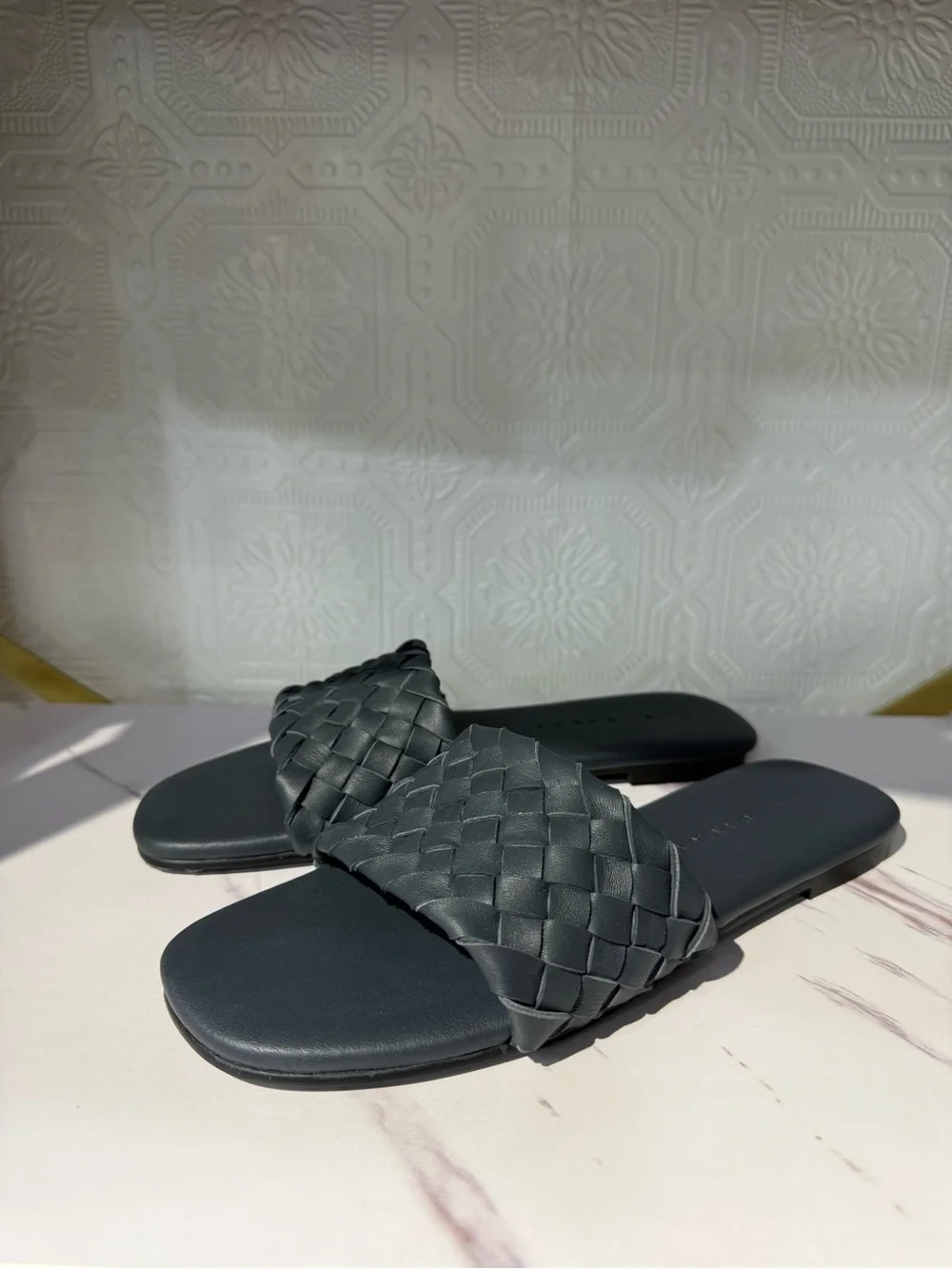 Yosi Samra - Nathalie - Woven Slide Sandals in Navy